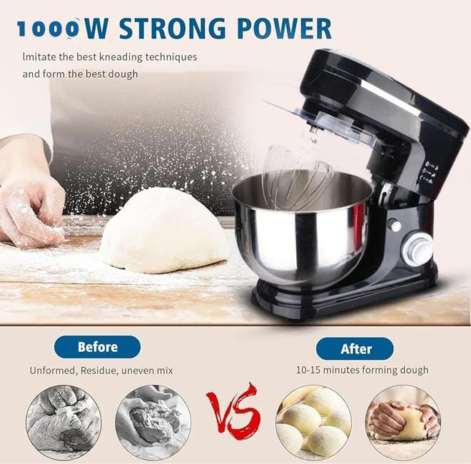 عجان كهربائي بقوة 1000 واط وسعة 5.5 لتر لتحضير أنواع مختلفة من المعجنات.