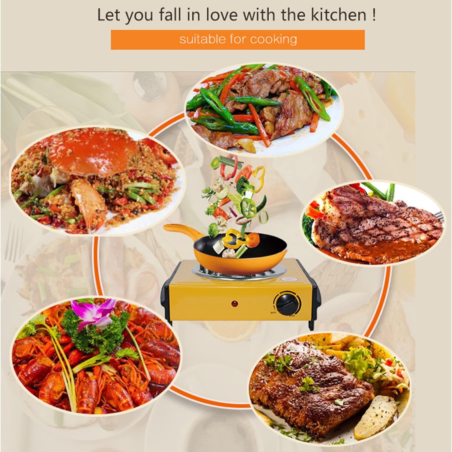 موقد كهربائي (DX2035) بقوة 1000 واط مع لوح تسخين من الحديد الصلب و تحكم في درجات الحرارة  للمنزل والسفر والرحلات