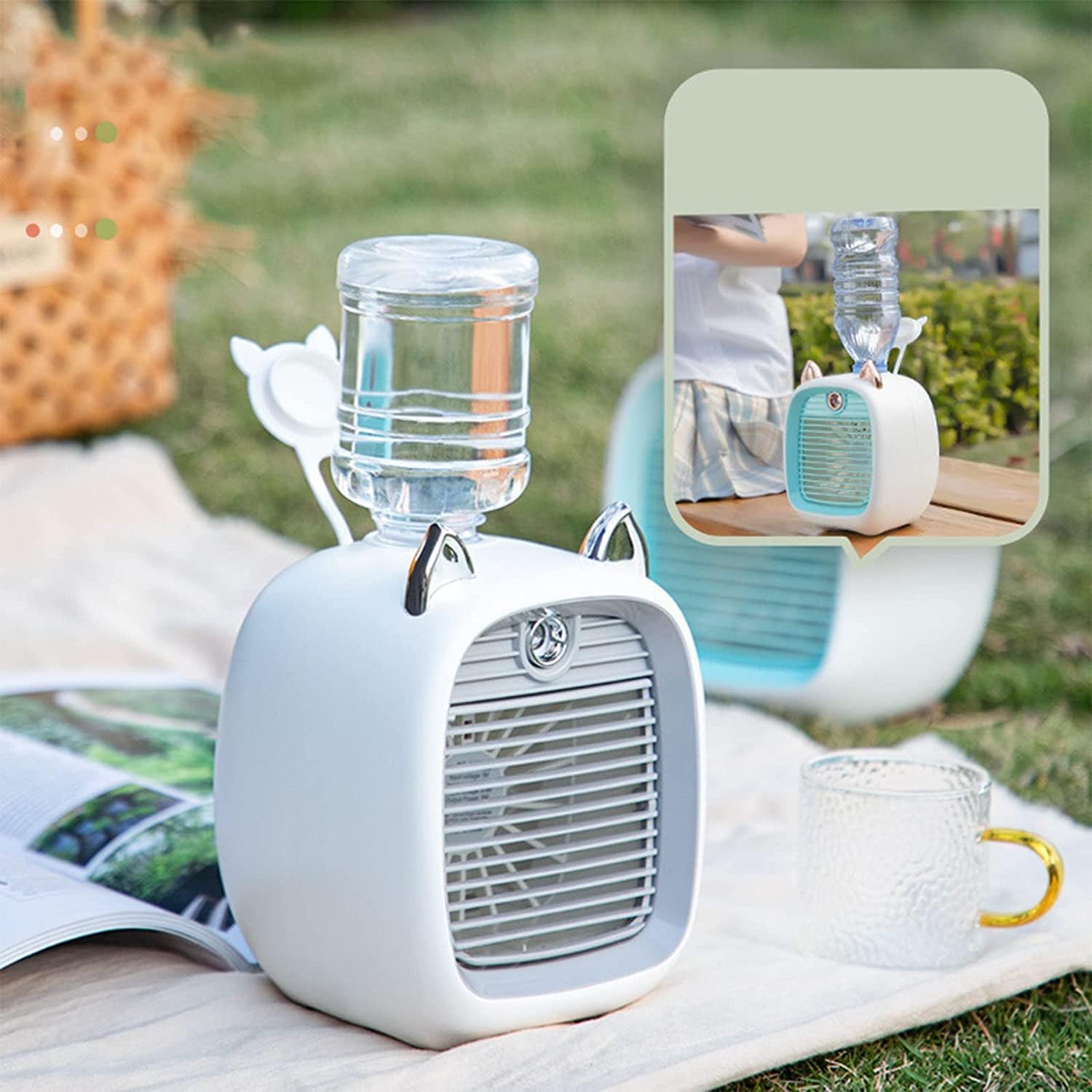 مروحة الهواء المحمولة بمنفذ USB لترطيب وتنقية الهواء ..